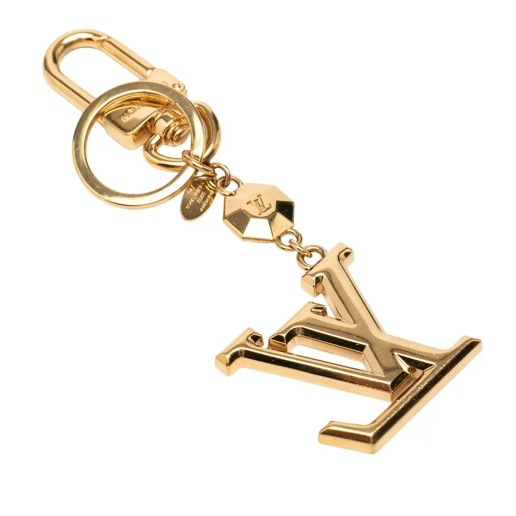 Louis Vuitton Gold Plated LV Facettes Bag Charm & Key Holder Gold Metal Very good - Back View
