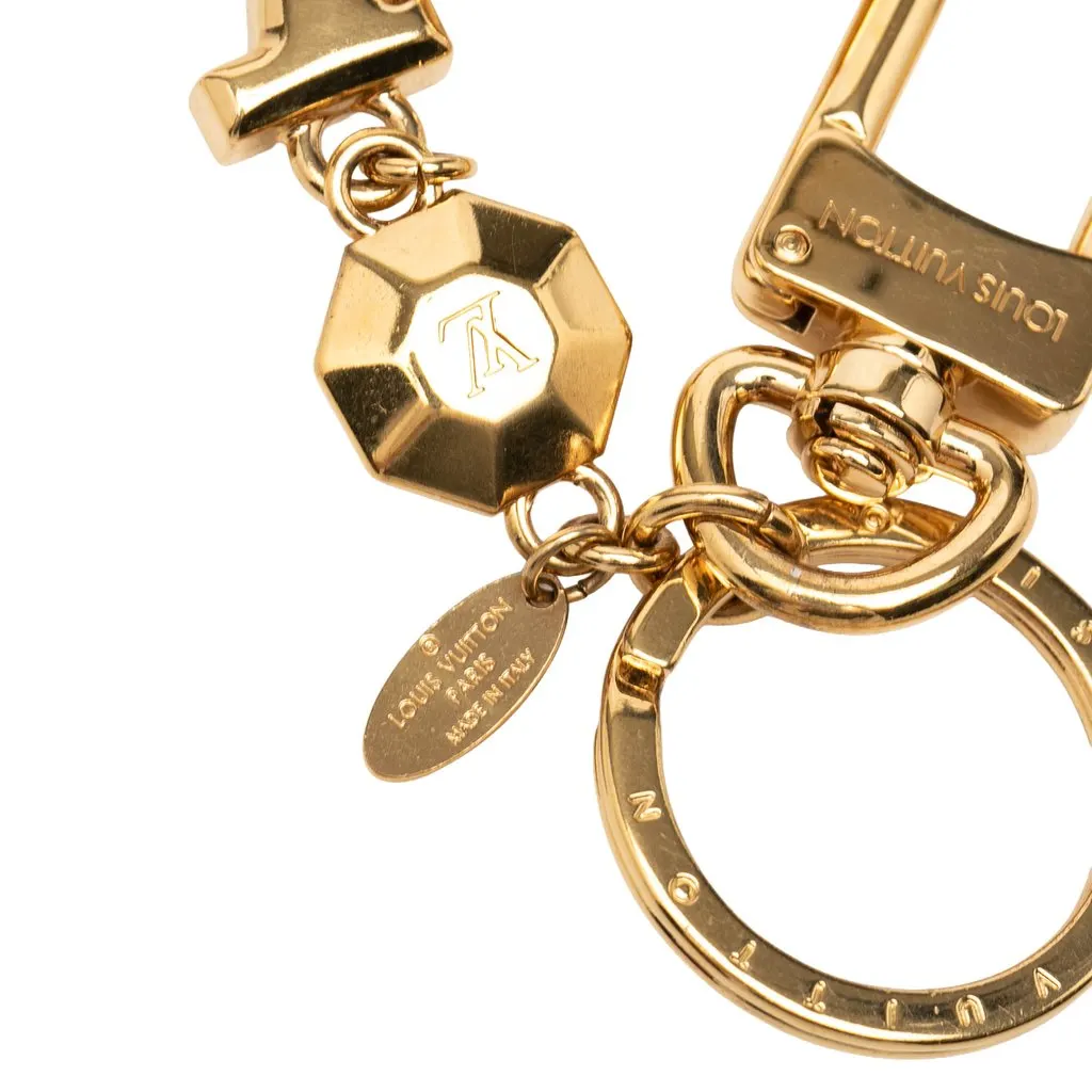 Louis Vuitton Gold Plated LV Facettes Bag Charm & Key Holder Gold Metal Very good - Inside View