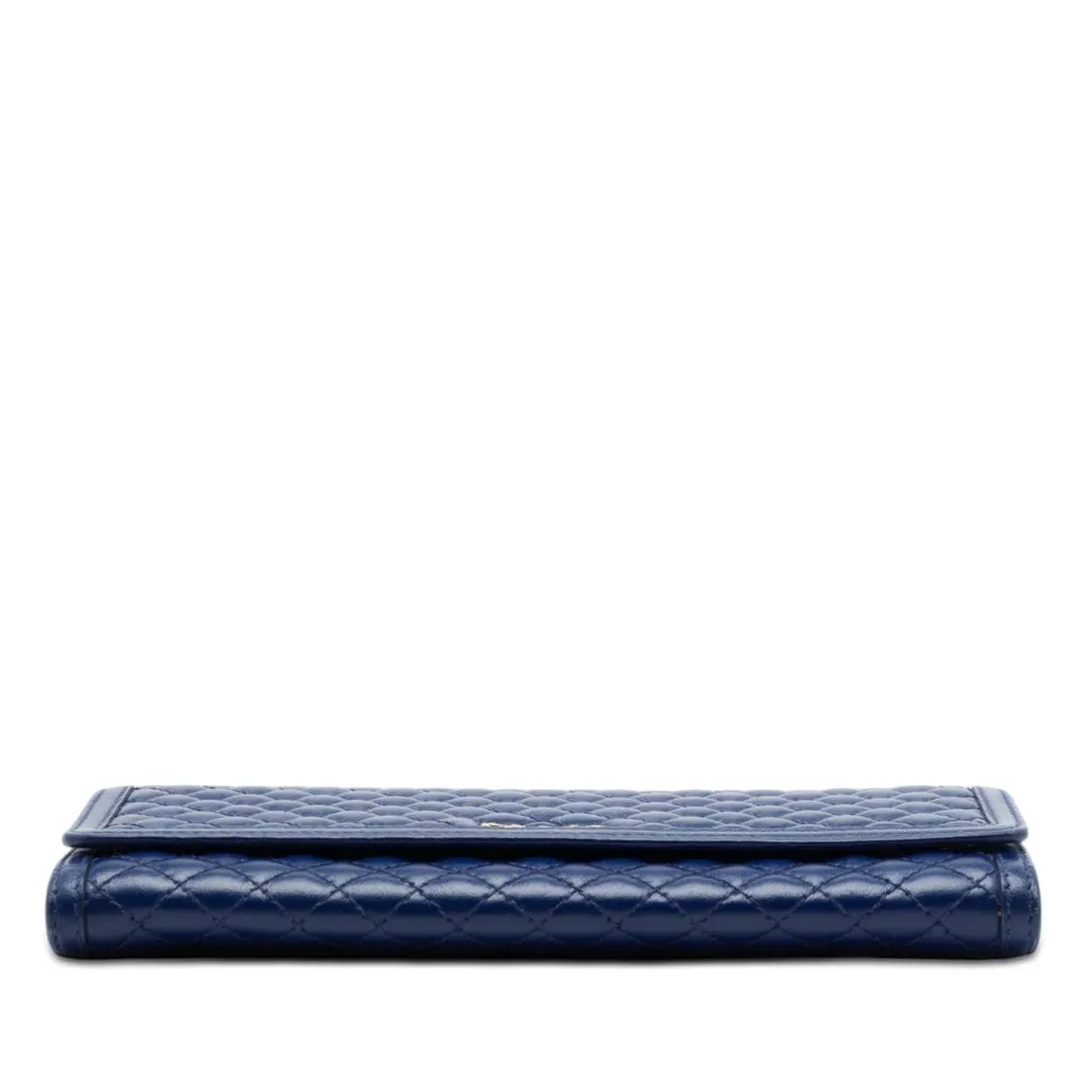 Prada Quilted Nappa Wallet On Chain Blue Leather Very good - Inside View