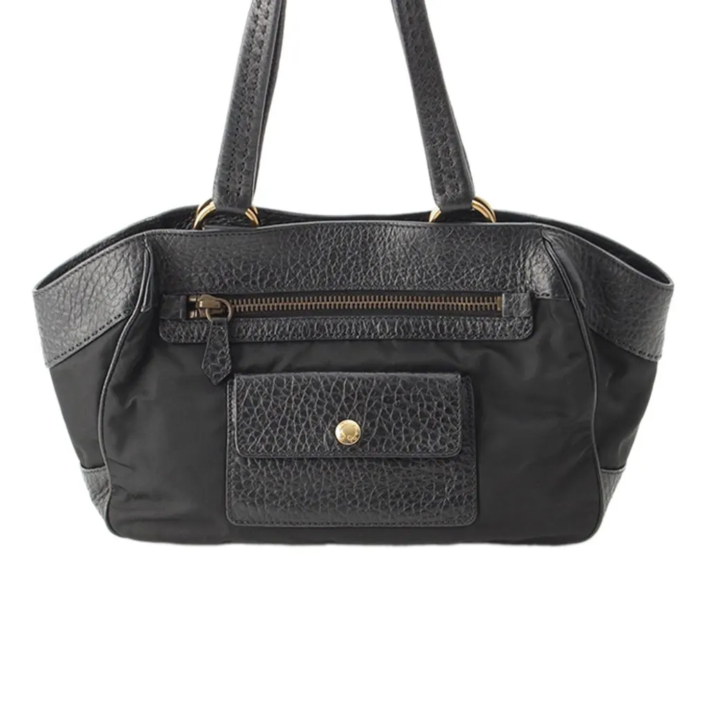 Prada Berlino Trimmed Tessuto Shoulder Bag Black Very good - Front View