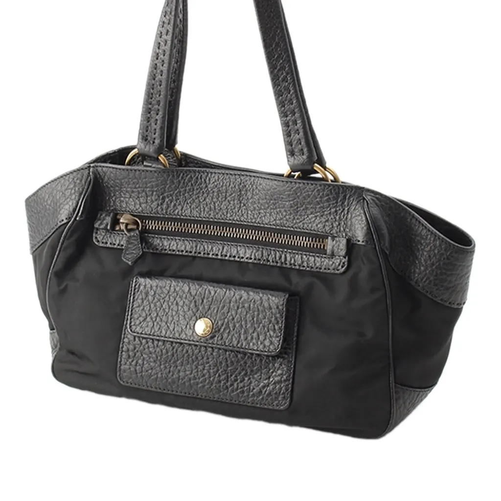 Prada Berlino Trimmed Tessuto Shoulder Bag Black Very good - Back View