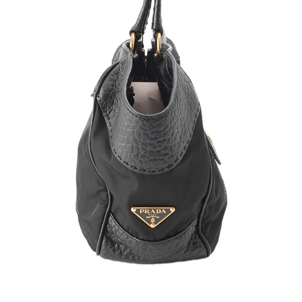 Prada Berlino Trimmed Tessuto Shoulder Bag Black Very good - Inside View