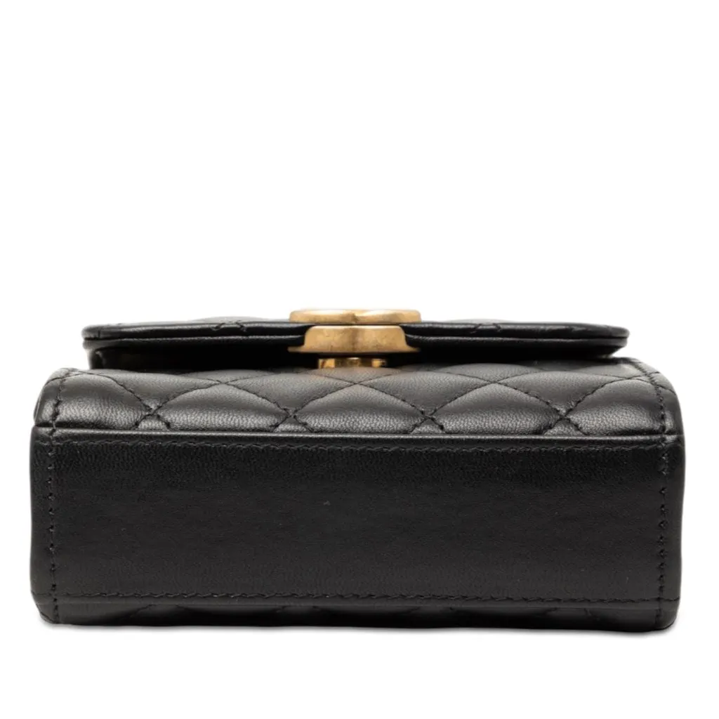 Chanel Mini CC Quilted Lambskin Enamel Top Handle Bag Black Leather Very good - Inside View