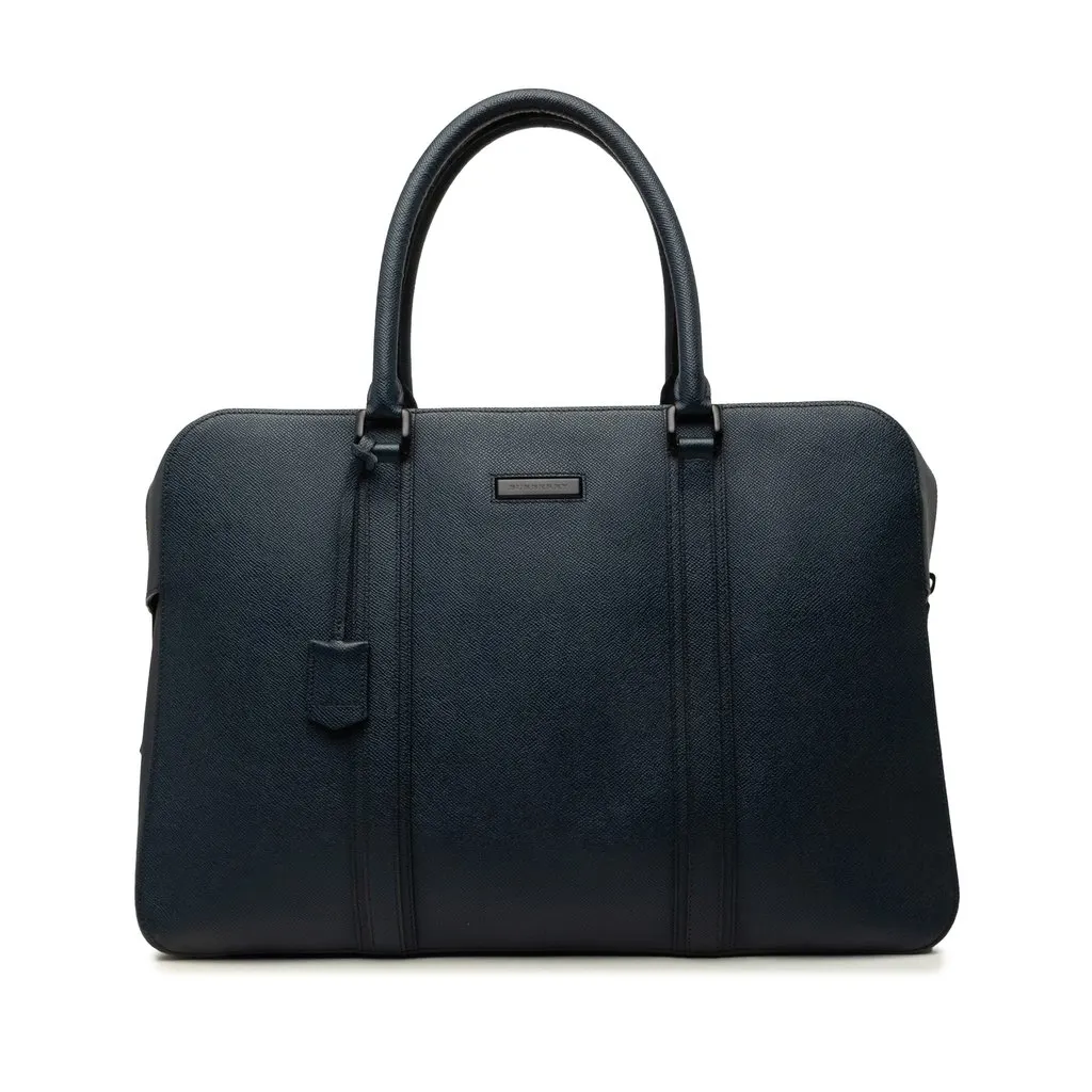 Burberry Calf Leather Business Bag Blue Leather Very good - Front View