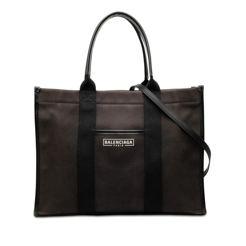 Balenciaga Medium Canvas Hardware Tote Brown Very good - Front View