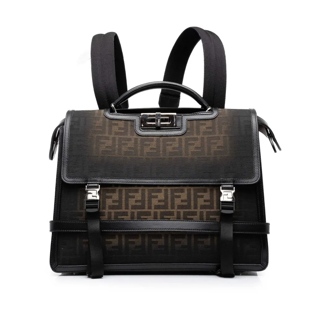 Fendi Medium Zucca Canvas Peekaboo ISeeU Convertible Backpack Brown Canvas Very good - Front View
