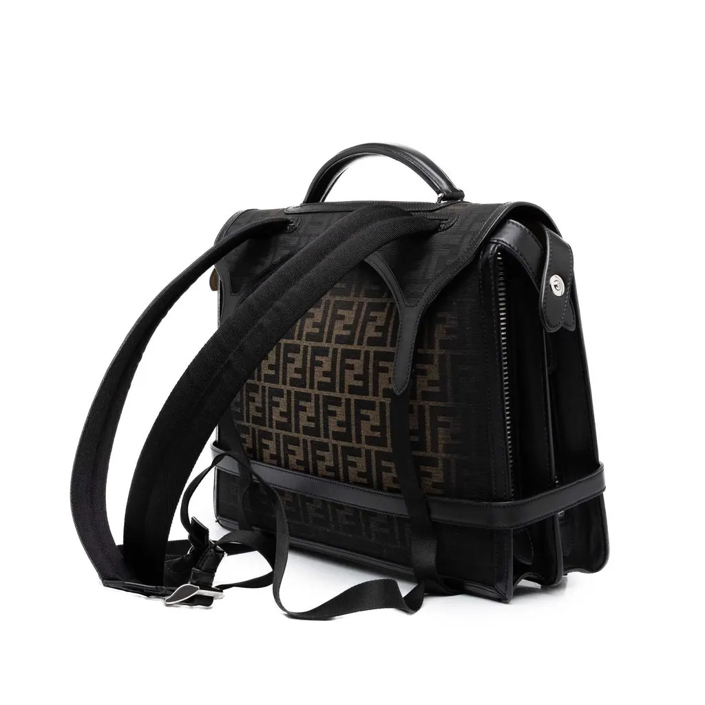 Fendi Medium Zucca Canvas Peekaboo ISeeU Convertible Backpack Brown Canvas Very good - Back View