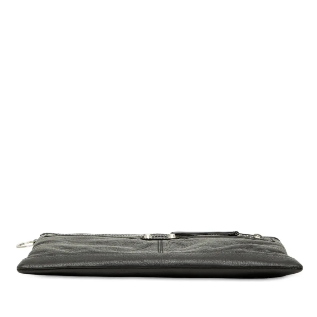 Balenciaga Lambskin Motocross Classic Clip Clutch M Black Leather Very good - Inside View