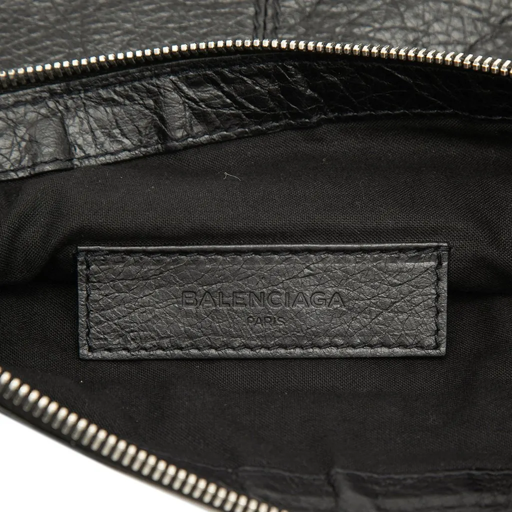 Balenciaga Lambskin Motocross Classic Clip Clutch M Black Leather Very good - Box View