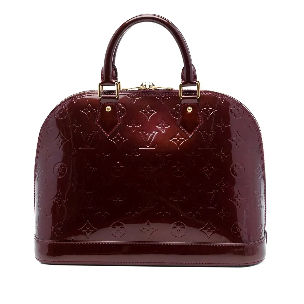 Louis Vuitton Alma Vernis 赤 モノグラム ハンドバック Louis Vuitton Monogram Vernis Alma PM Red Large Leather