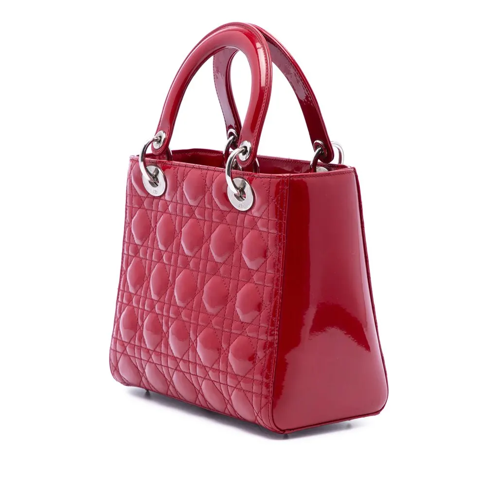 Dior Medium Patent Cannage Lady Dior Red Leather Very good - Back View
