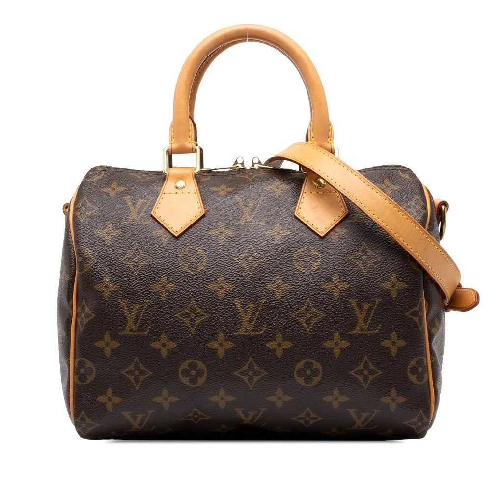 Louis Vuitton Monogram Speedy Bandouliere 25 Brown Canvas Good - Front View