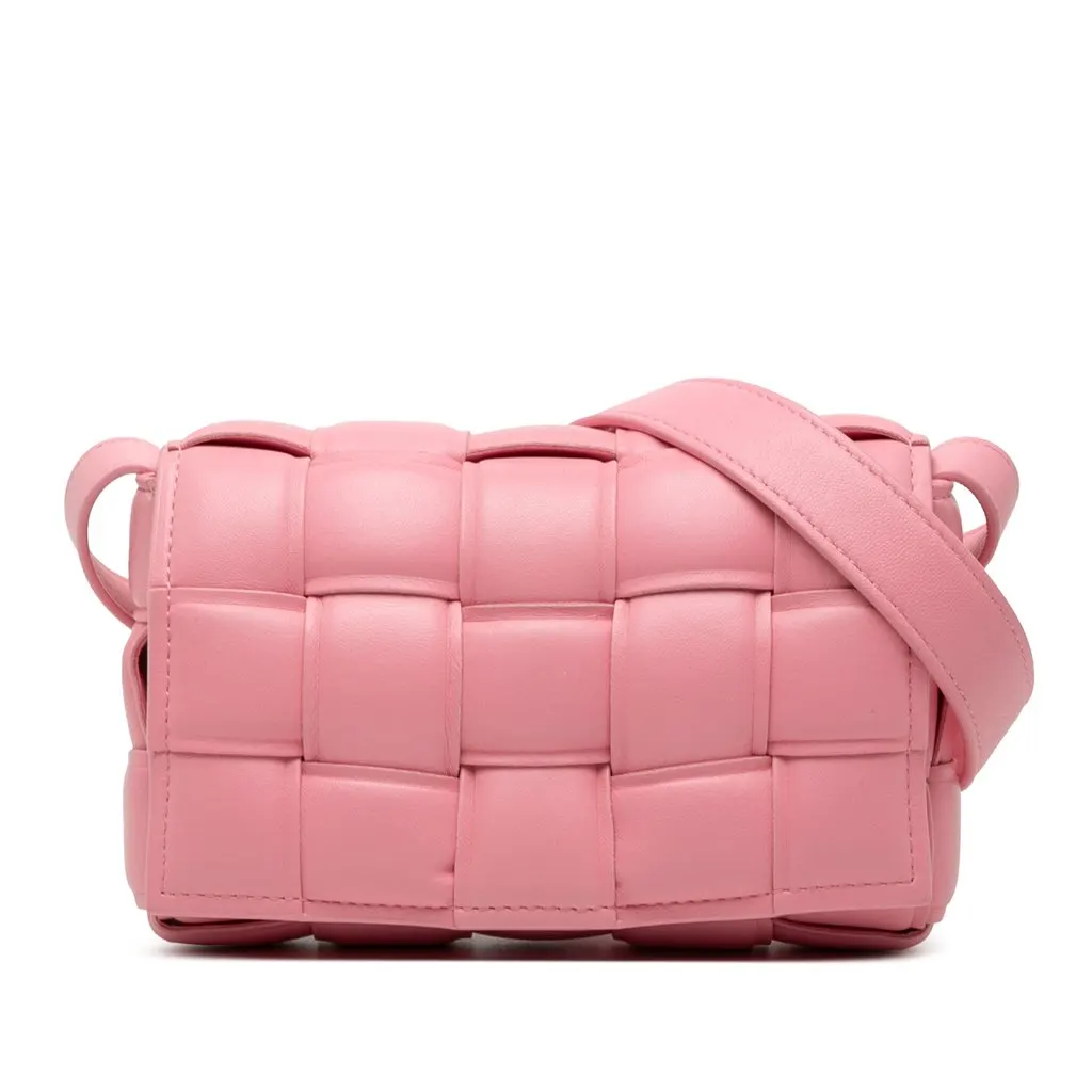 Bottega Veneta Small Nappa Intrecciato Padded Cassette Crossbody Pink Leather Very good - Front View