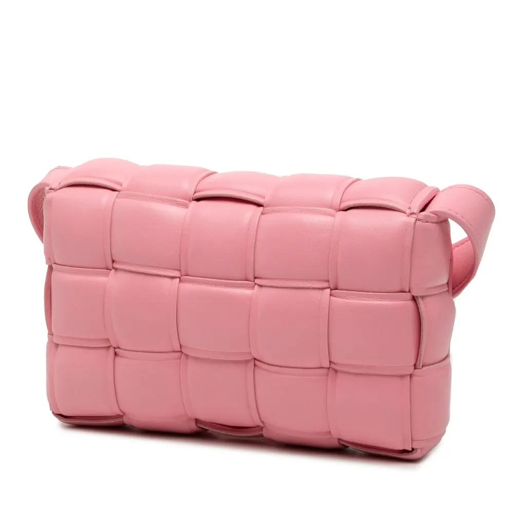 Bottega Veneta Small Nappa Intrecciato Padded Cassette Crossbody Pink Leather Very good - Back View