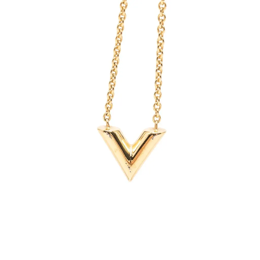 Louis Vuitton Gold Plated Essential V Necklace Gold Metal Very good - Inside View