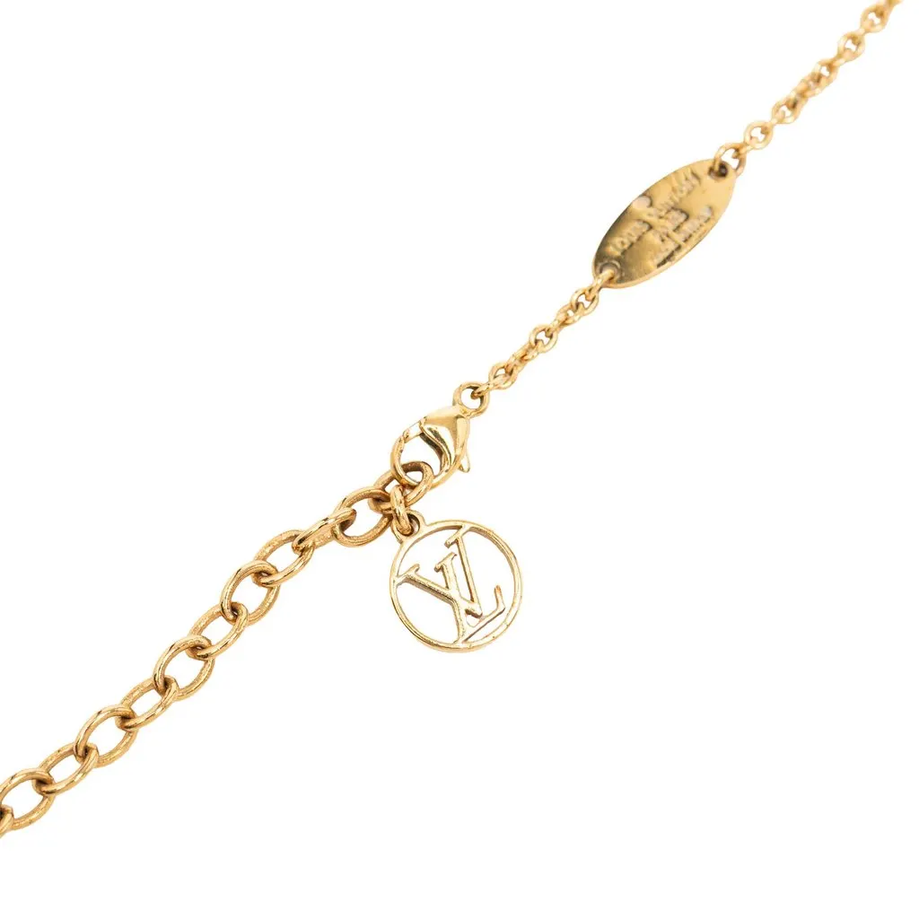 Louis Vuitton Gold Plated Essential V Necklace Gold Metal Very good - Box View