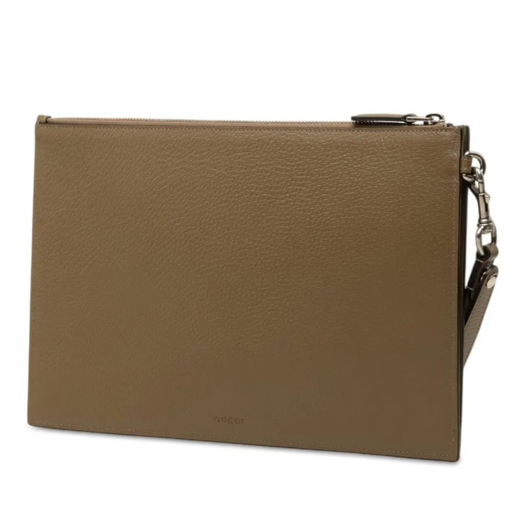 Gucci GG Marmont Calfskin Clutch Brown Leather Very good - Back View