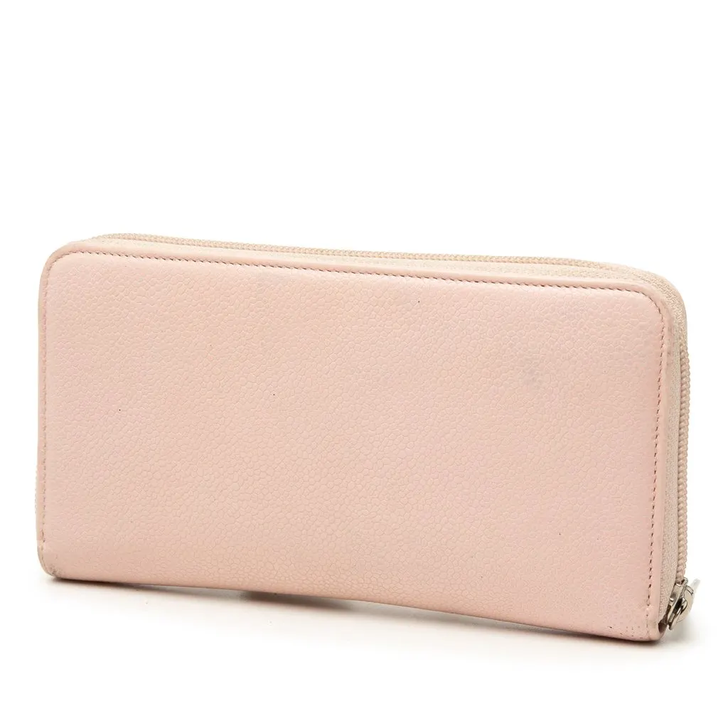 Chanel CC Caviar Zip Around Long Wallet Pink Leather Very good - Back View