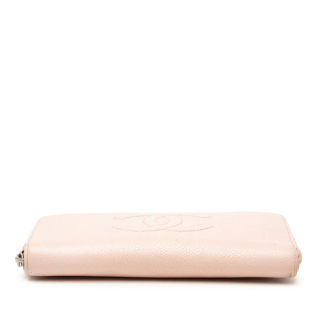 Chanel CC Caviar Zip Around Long Wallet Pink Leather Very good - Inside View