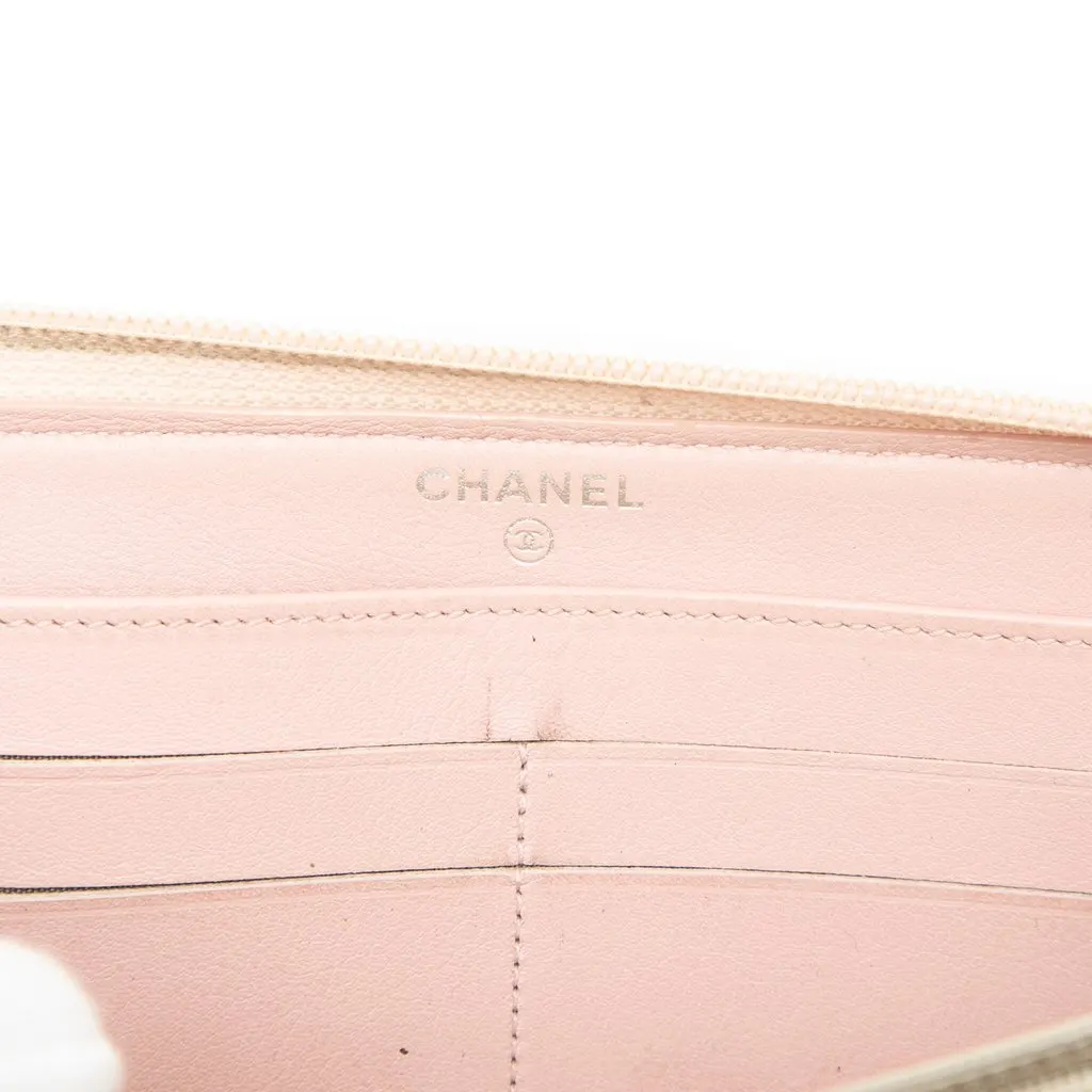 Chanel CC Caviar Zip Around Long Wallet Pink Leather Very good - Box View