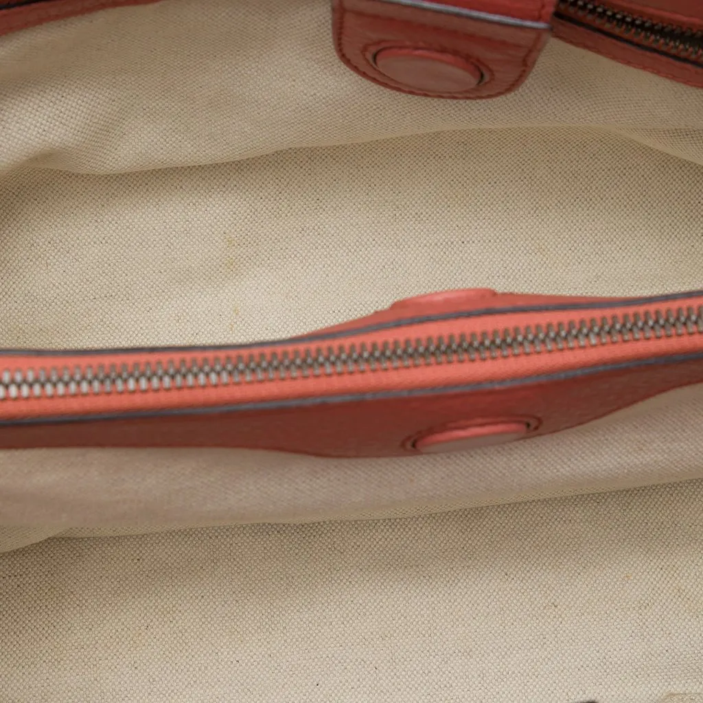 Gucci Medium Calfskin Bamboo Shopper Satchel Pink Leather Very good - Model View