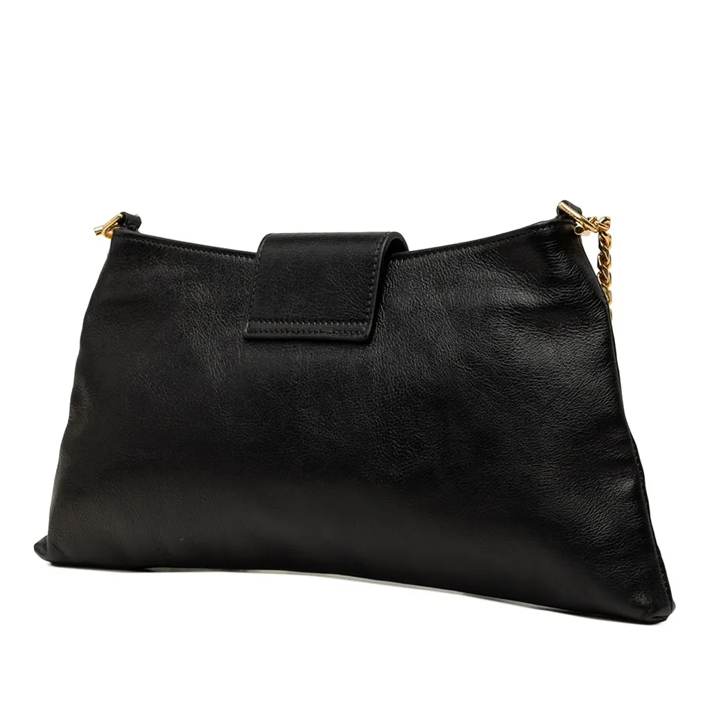 Celine Calfskin Triomphe Wiltern Shoulder Bag Black Leather Very good - Back View