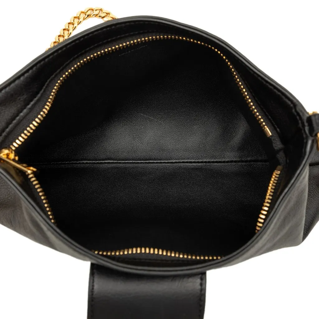 Celine Calfskin Triomphe Wiltern Shoulder Bag Black Leather Very good - Model View