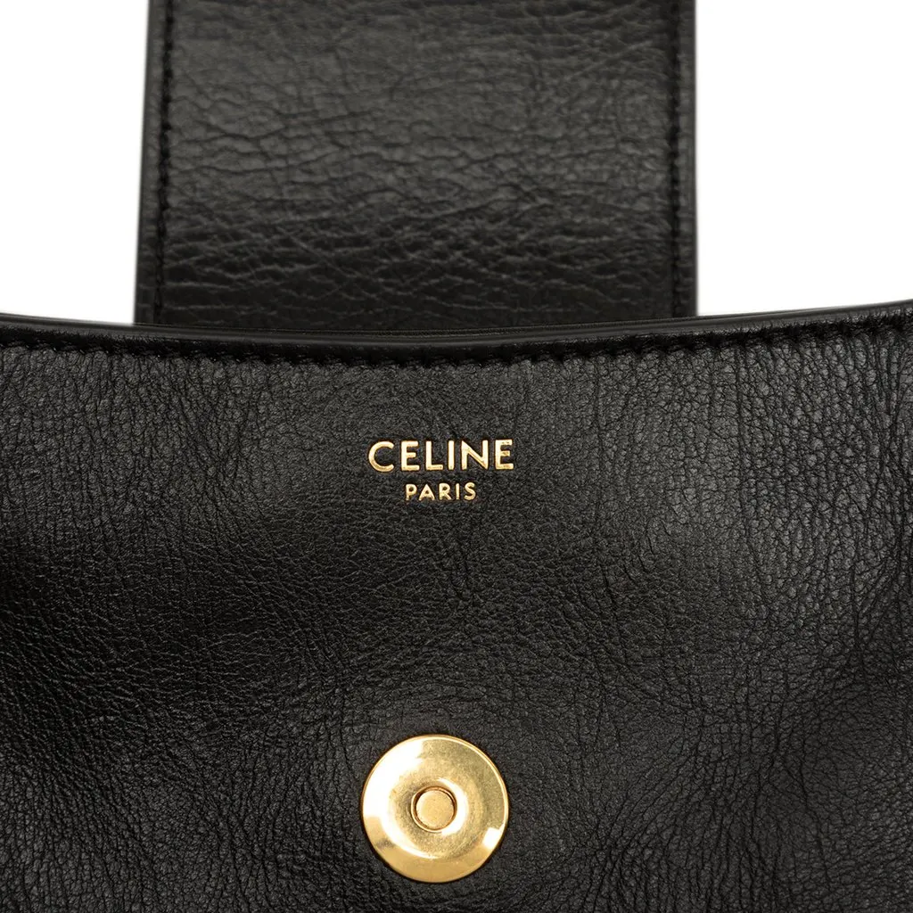 Celine Calfskin Triomphe Wiltern Shoulder Bag Black Leather Very good - Box View