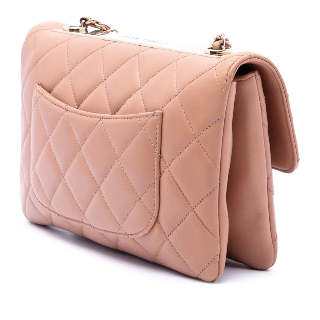 Chanel Medium Quilted Lambskin Trendy CC Flap Brown Leather Very good - Back View
