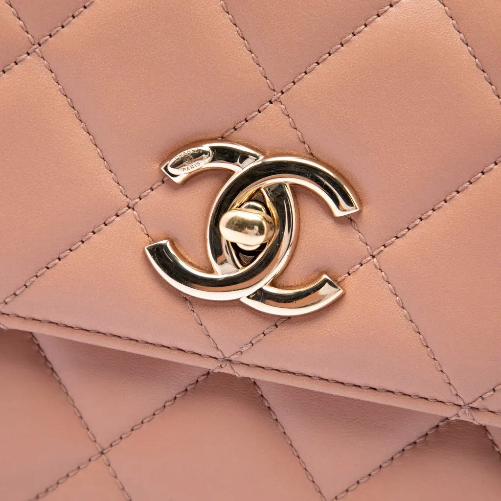Chanel Medium Quilted Lambskin Trendy CC Flap Brown Leather Very good - Box View