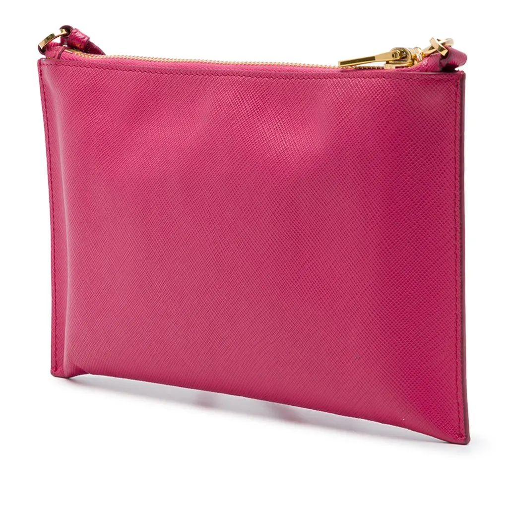 Prada Saffiano Shoulder Bag Pink Leather Very good - Back View