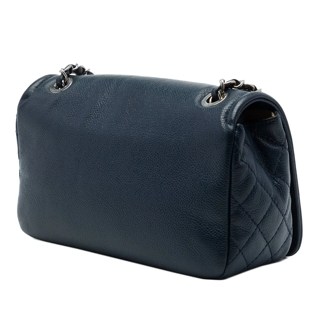Chanel Small Caviar CC Timeless Flap Blue Leather Very good - Back View
