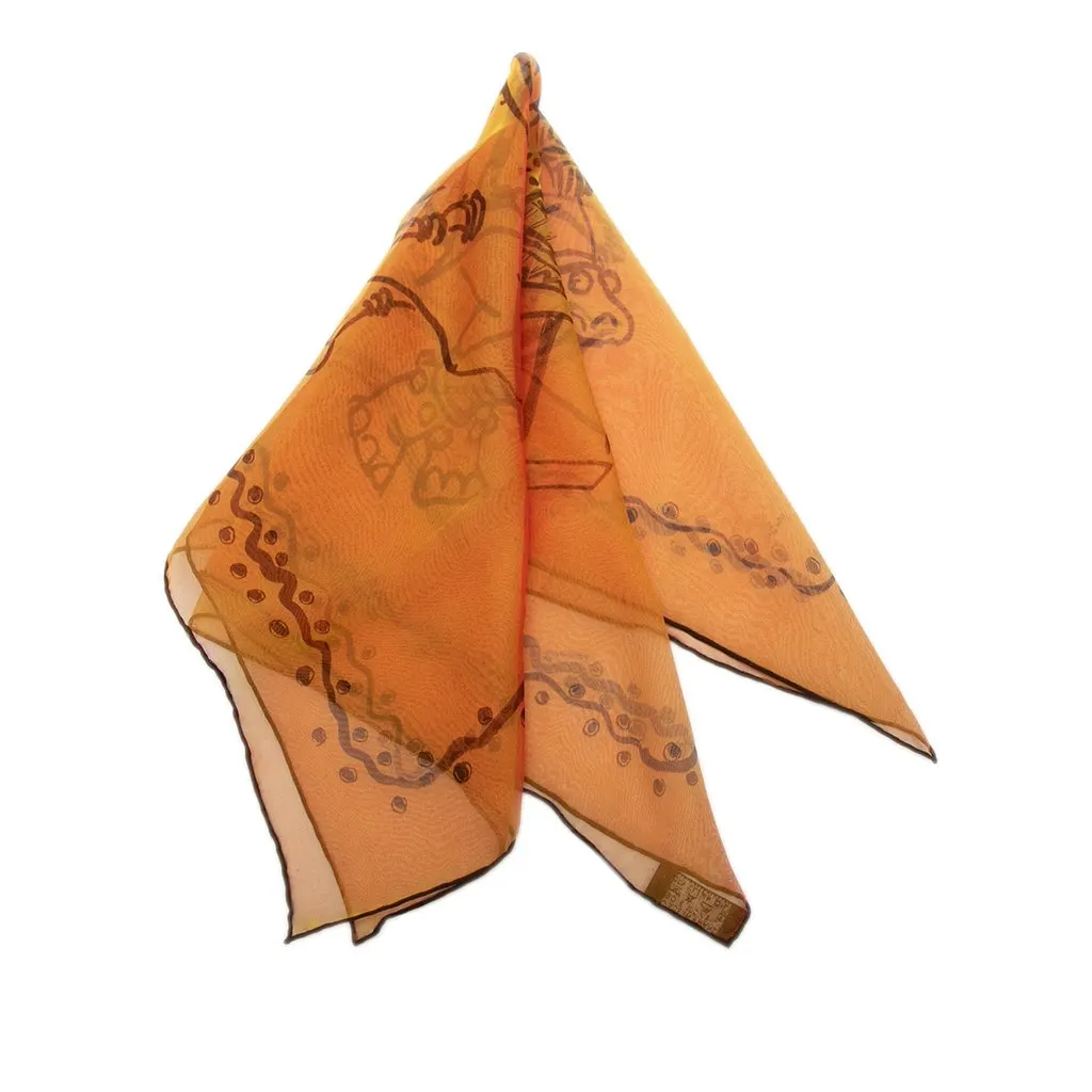 Hermès A Votre Service Mousseline Silk Scarf 45 Orange Silk Good - Front View