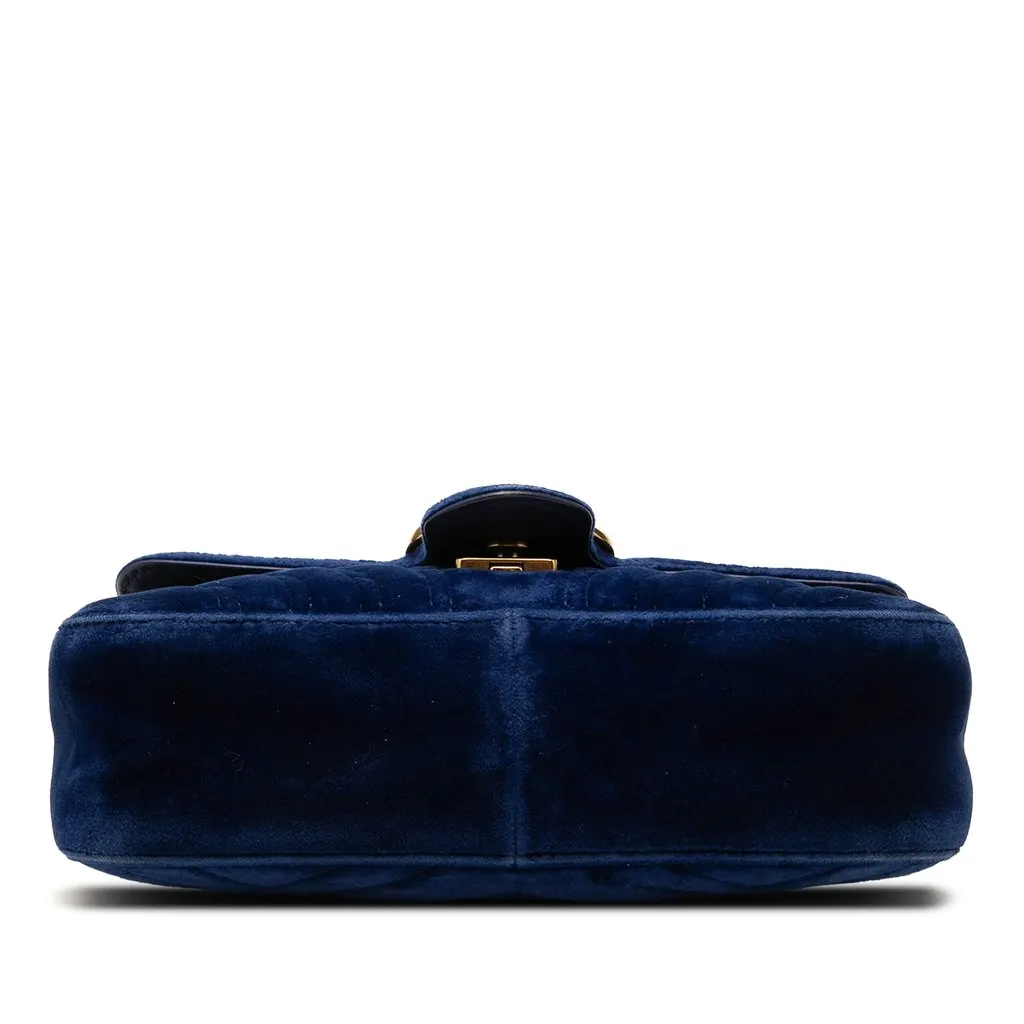 Gucci Small GG Marmont Matelasse Velvet Shoulder Bag Blue Very good - Inside View