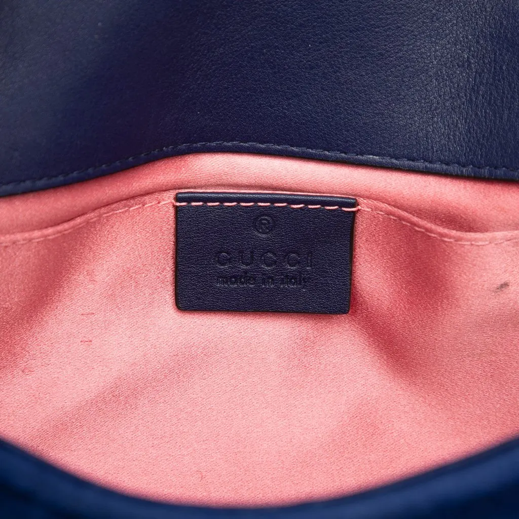 Gucci Small GG Marmont Matelasse Velvet Shoulder Bag Blue Very good - Box View