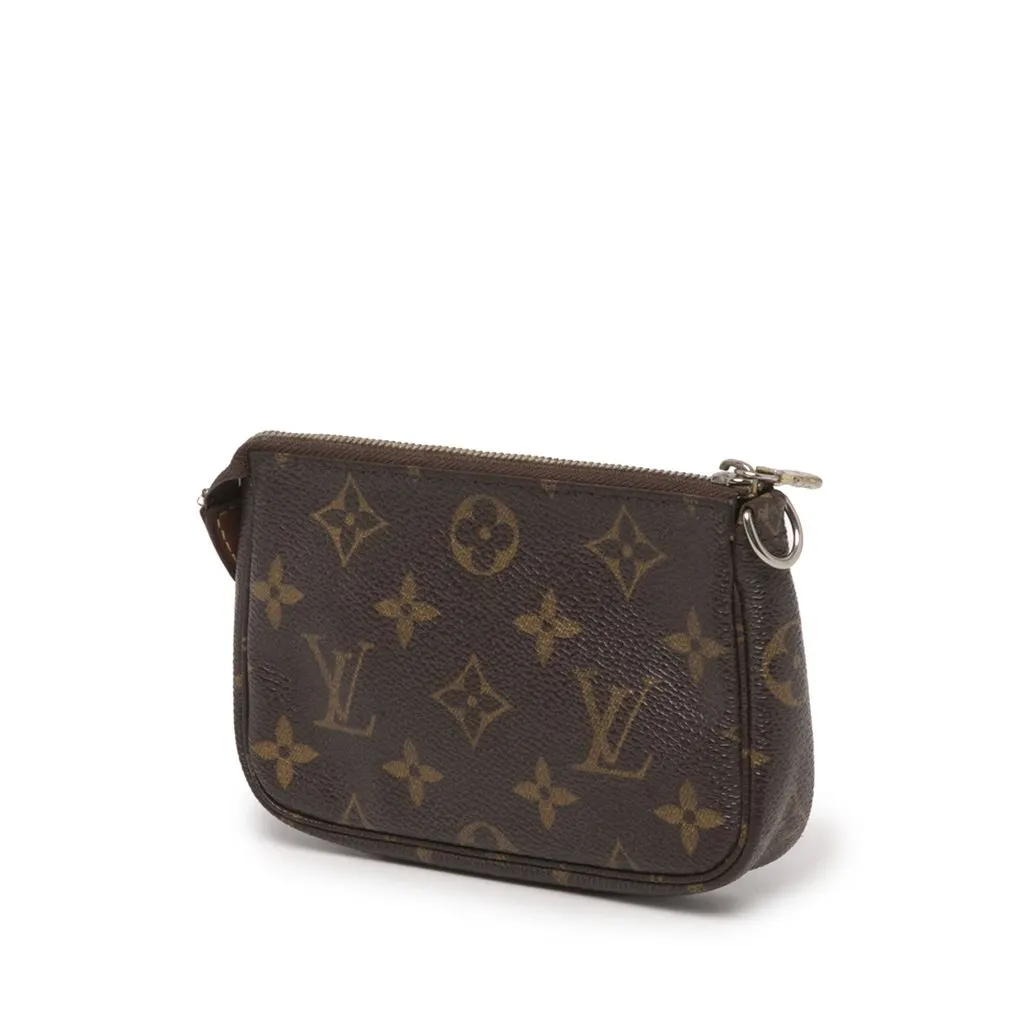 Louis Vuitton Monogram Mini Pochette Accessoires Brown Canvas Good - Back View