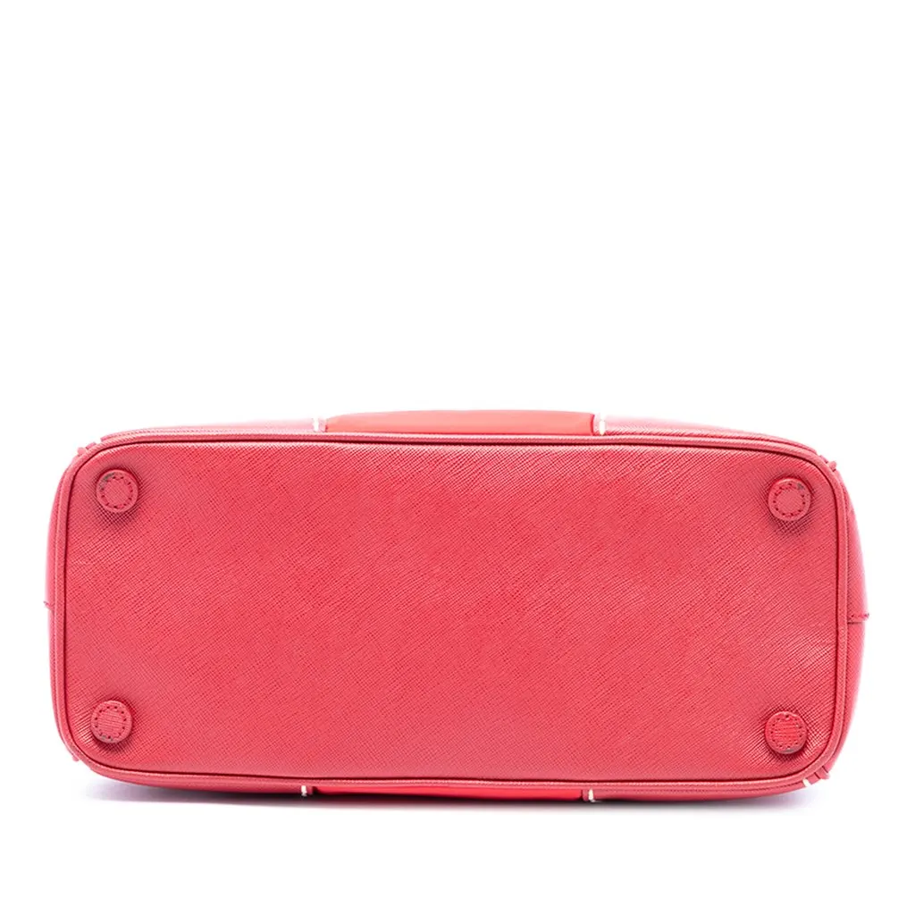 Prada Medium Tessuto and Saffiano Stitch Galleria Double Zip Satchel Red Polyamide Very good - Inside View