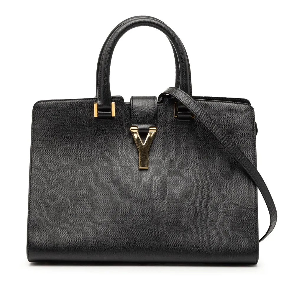 Saint Laurent Small Textured Leather Cabas Chyc Satchel Black Leather Very good - Front View