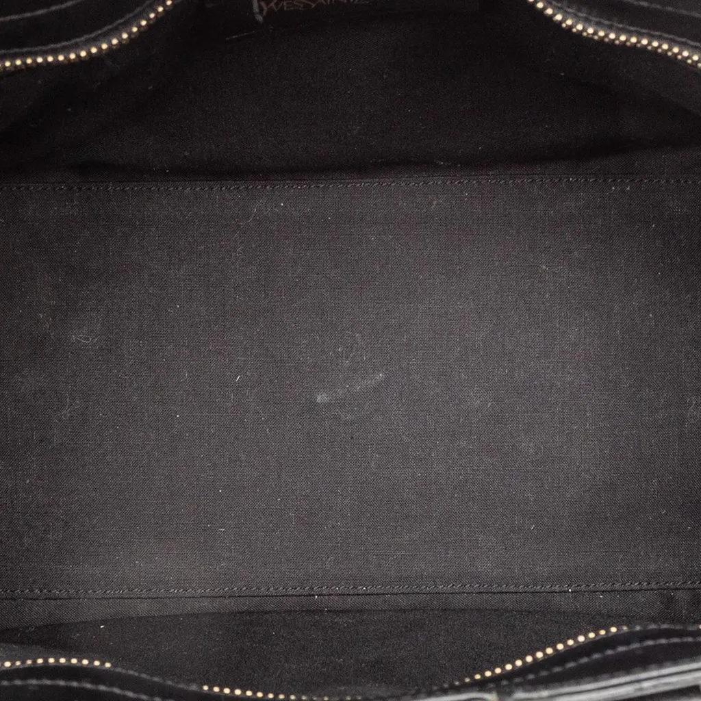 Saint Laurent Small Textured Leather Cabas Chyc Satchel Black Leather Very good - Model View