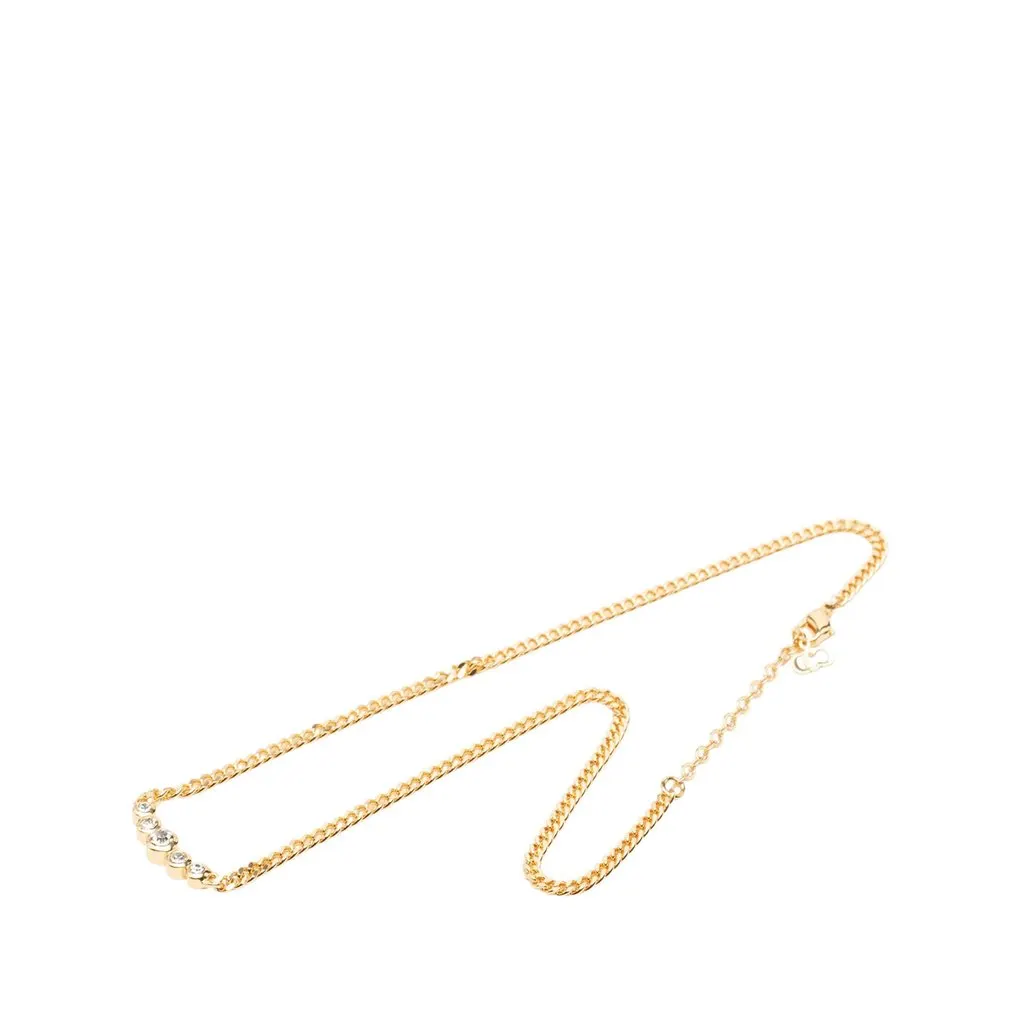 Dior Gold Plated Strass Pendant Necklace Gold Metal Very good - Front View
