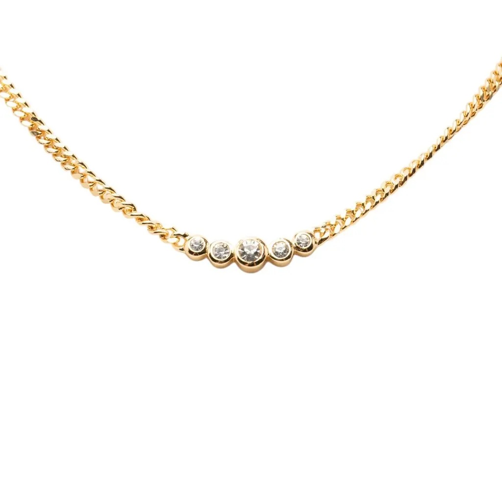 Dior Gold Plated Strass Pendant Necklace Gold Metal Very good - Back View