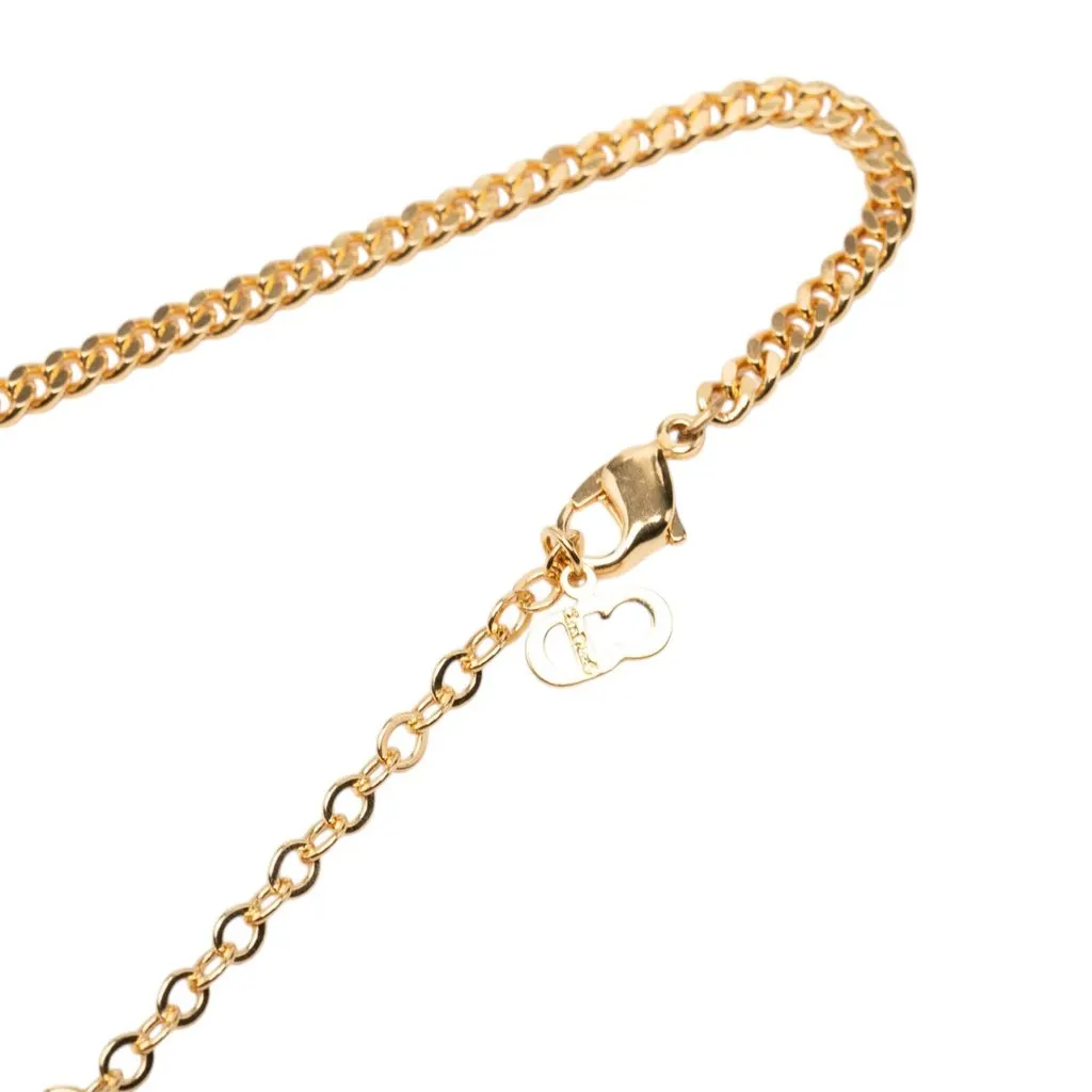 Dior Gold Plated Strass Pendant Necklace Gold Metal Very good - Model View