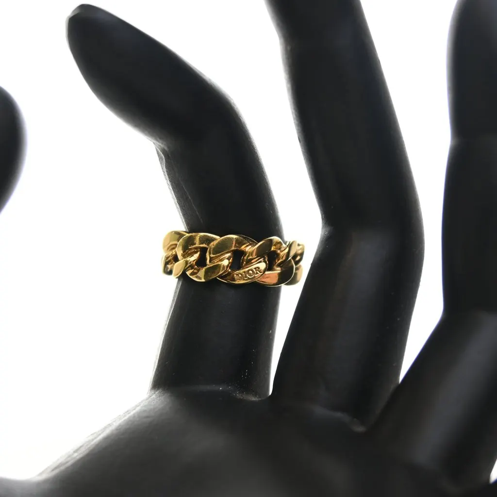 Dior Gold Plated Danseuse Etoile CD Logo Chain Ring Gold Metal Very good - Inside View