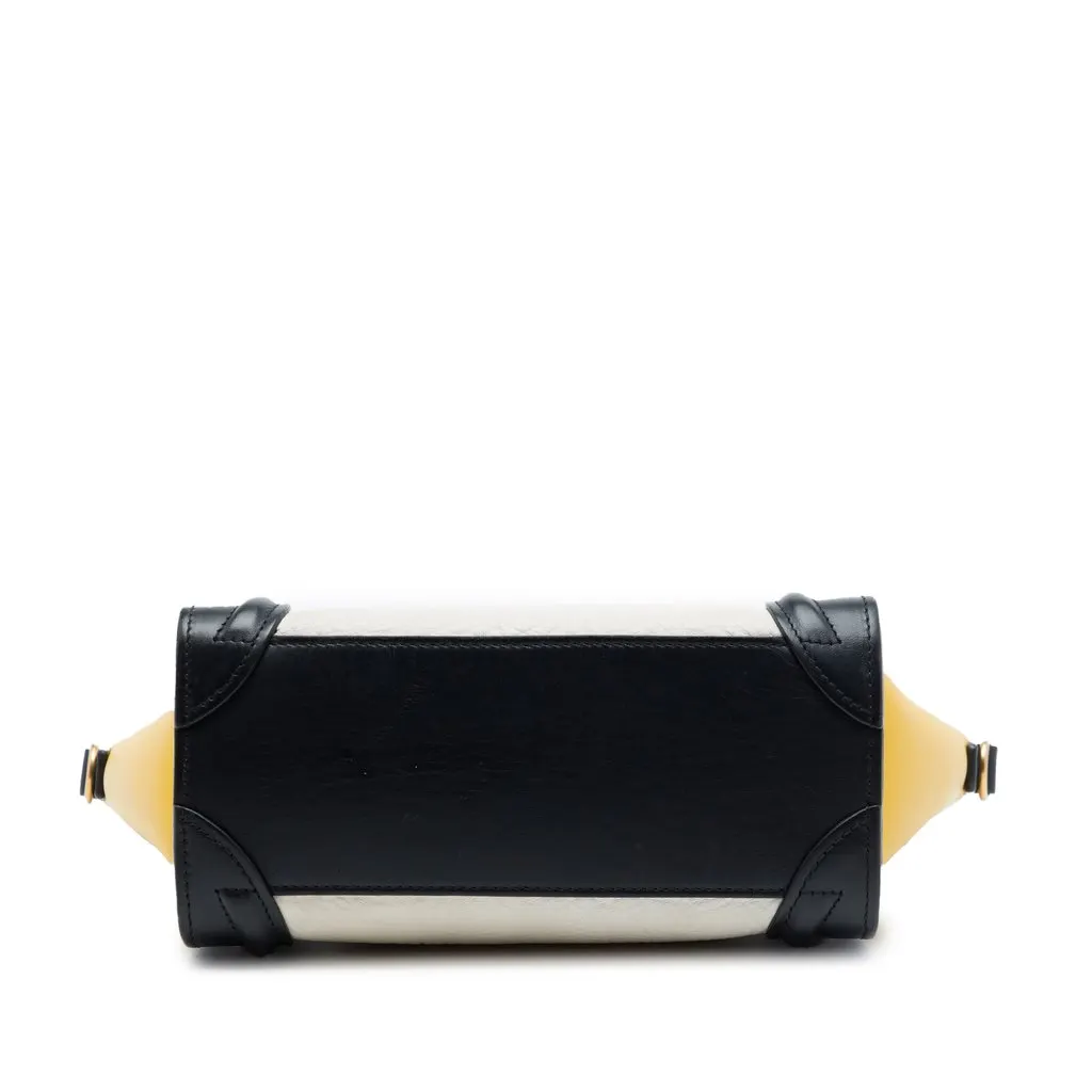 Celine Nano Tricolor Nubuck and Drummed Calfskin Luggage Tote White Leather Very good - Inside View
