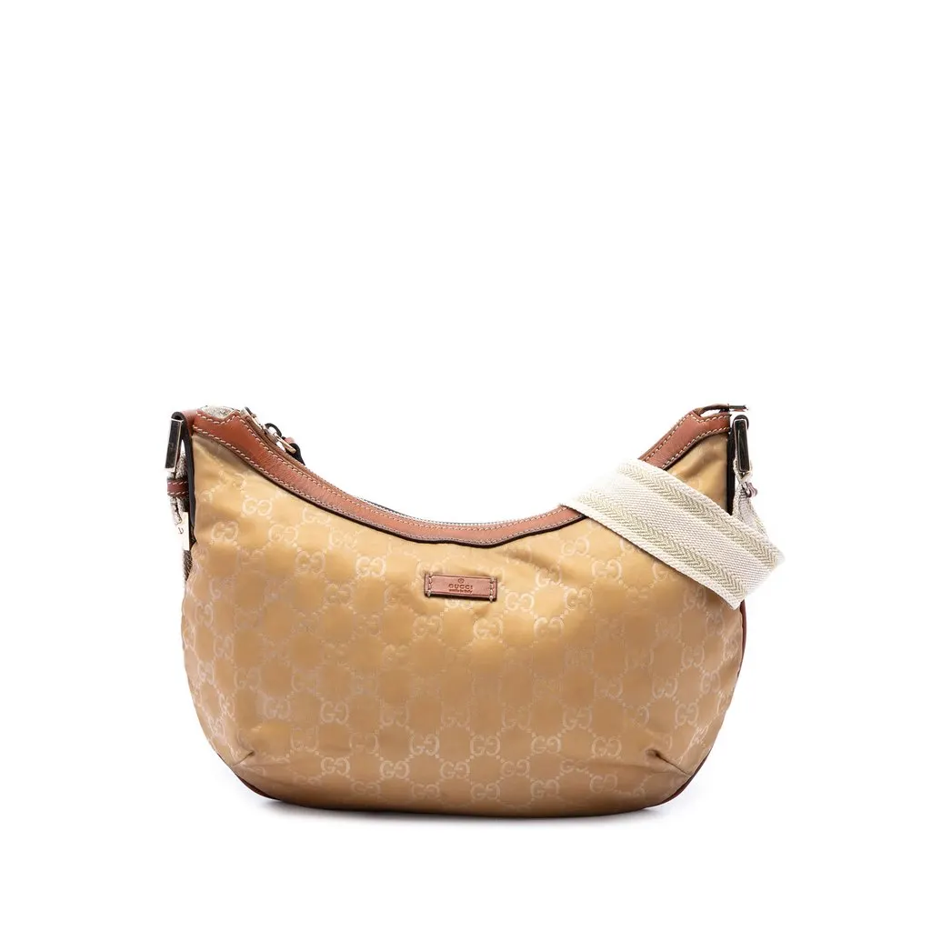 Gucci GG Nylon Web Crossbody Brown Canvas Very good - Front View