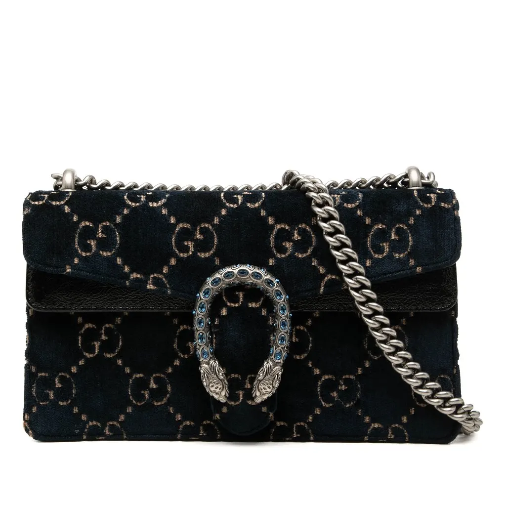 Gucci Medium GG Velvet Dionysus Crossbody Blue Very good - Front View