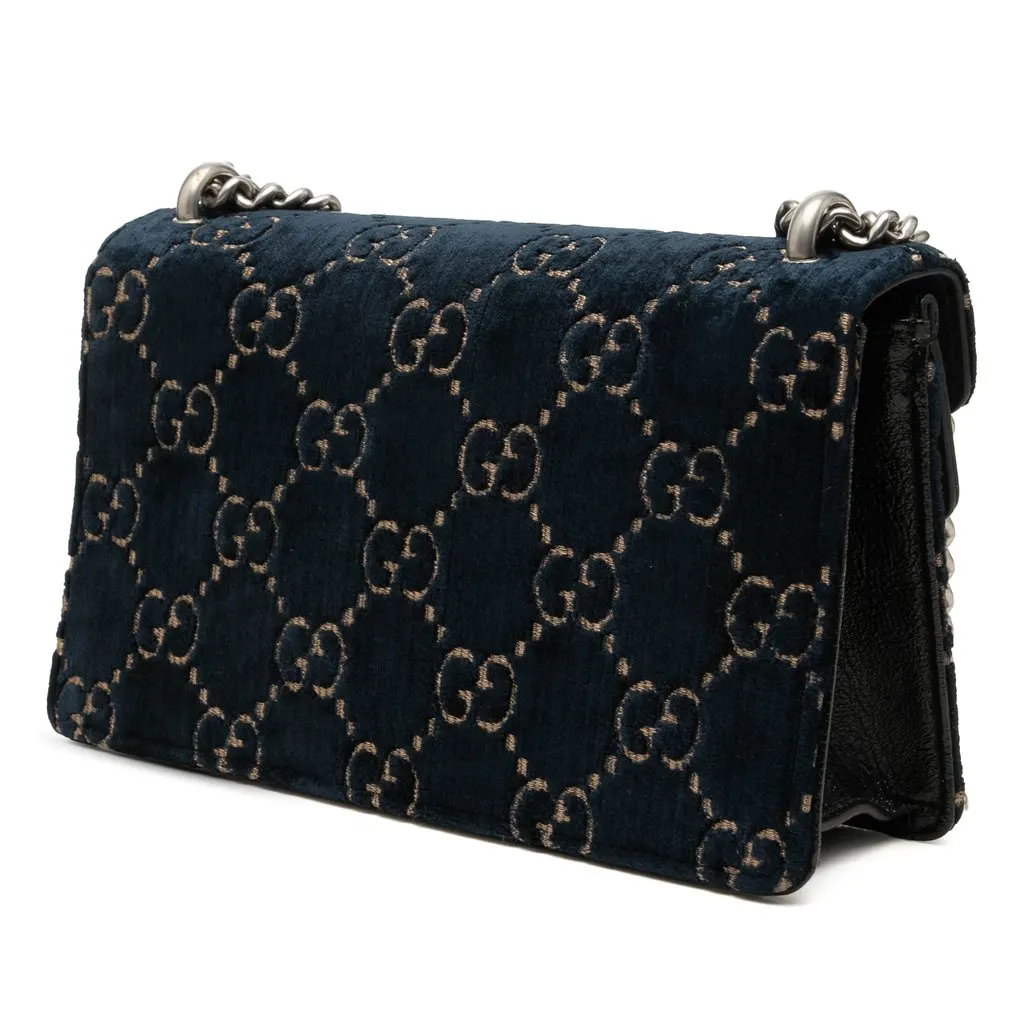 Gucci Medium GG Velvet Dionysus Crossbody Blue Very good - Back View