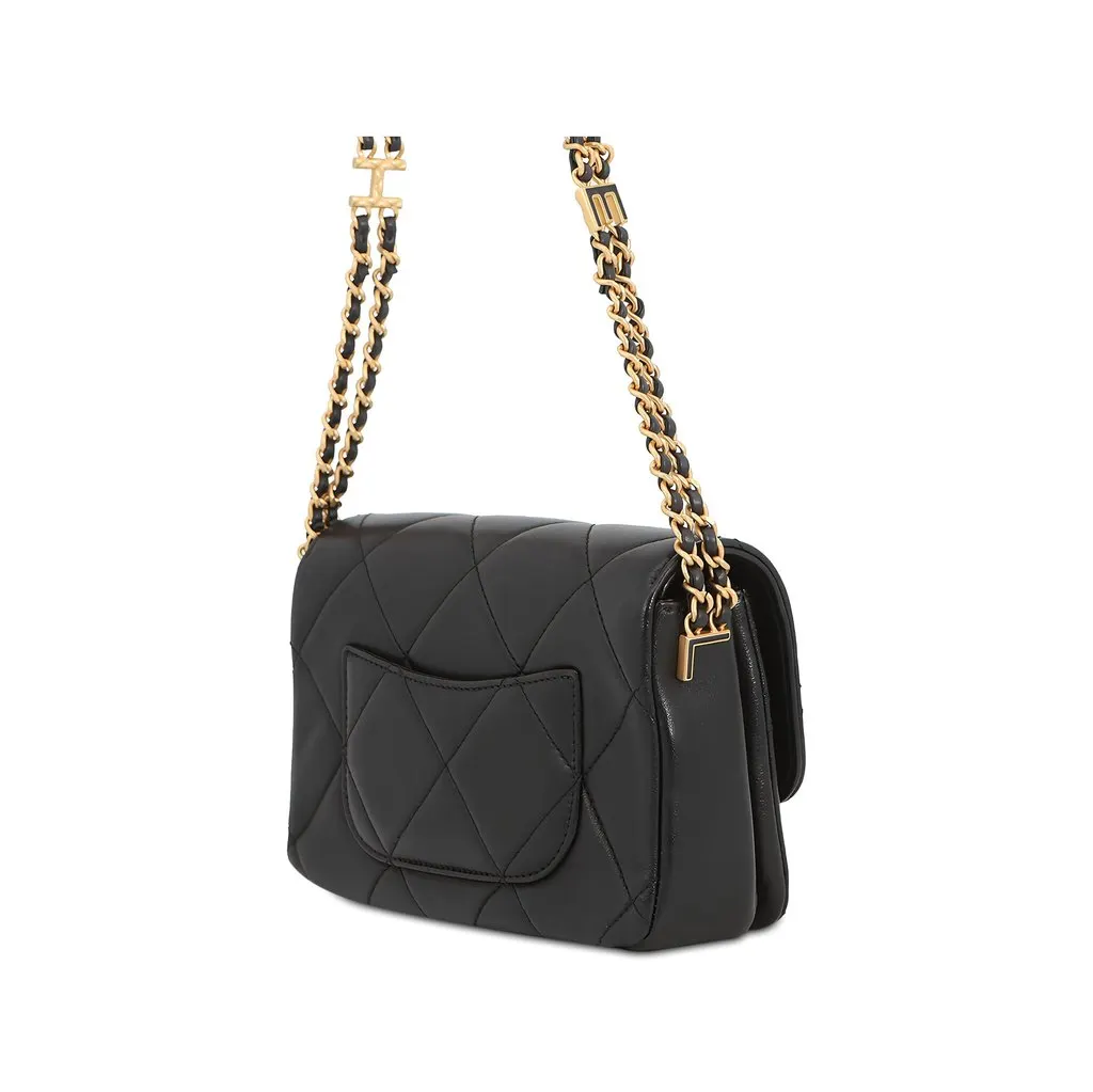 Chanel Mini CC Quilted Lambskin Logo Chain Flap Black Leather Very good - Back View