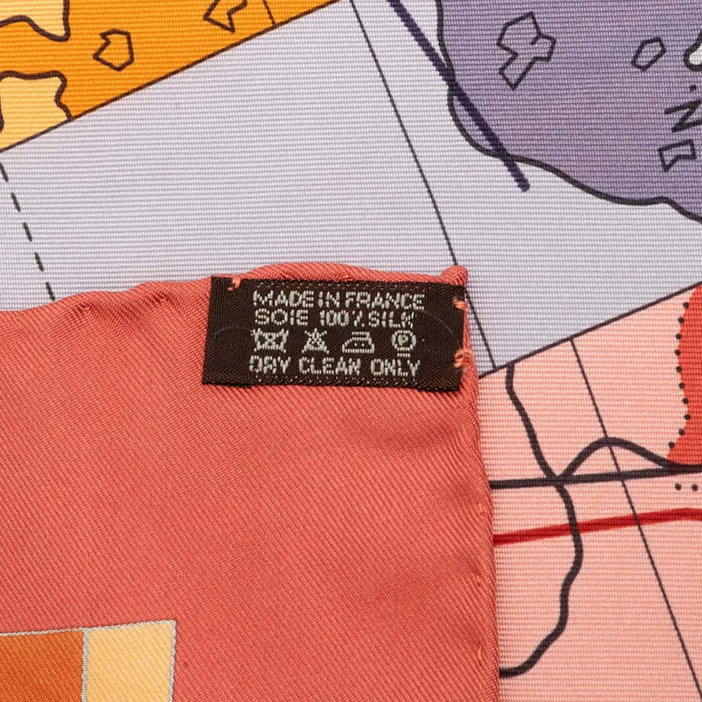 Hermès Le Monde Est Vaste Silk Scarf 90 Orange Silk Very good - Model View