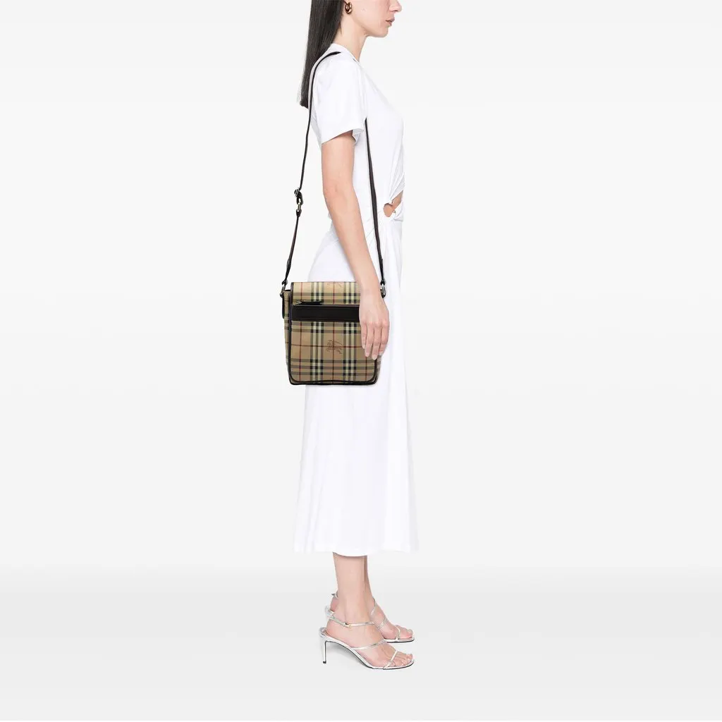 Burberry Haymarket Check Coated Canvas Crossbody Beige Good - Box View